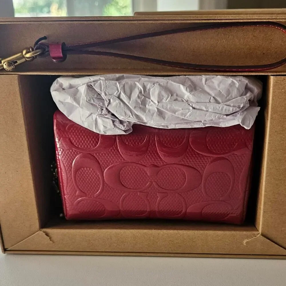 Coach red wristlet